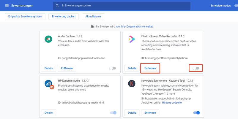 Chrome Plugins entfernen oder deaktivieren