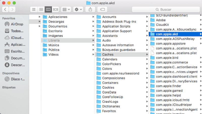 Buscar caché en Mac