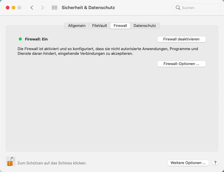 Mac Firewall aktivieren