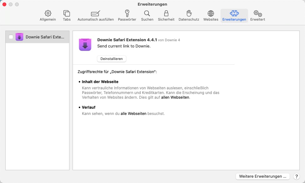 Safari Plugins deinstallieren