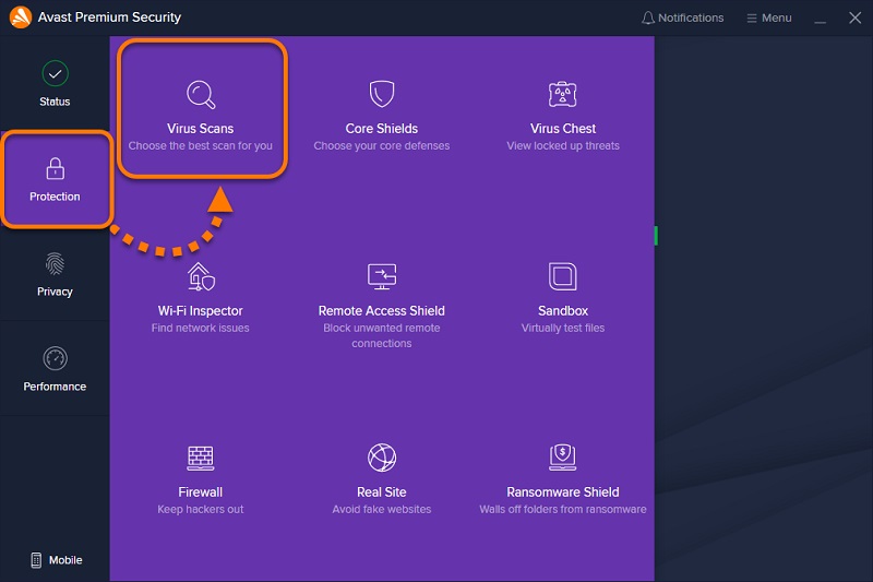 analyse des virus sur avast