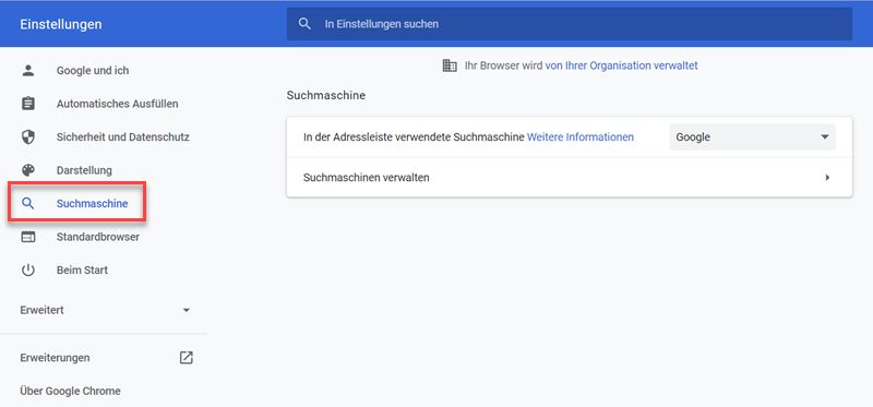 Chrome Suchmaschine einstellen