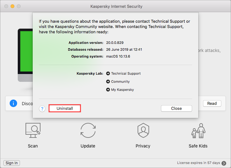 Desinstalar Kaspersky en Mac