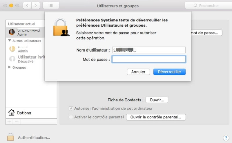 Saisissez le nom d’utilisateur