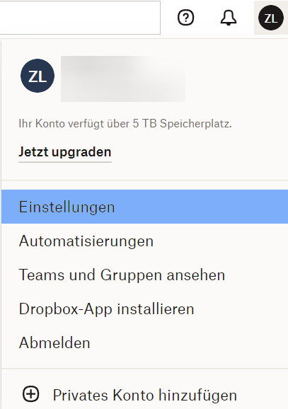 Dropbox Konto löschen