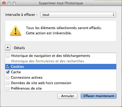 Effacer l'historique de navigation Firefox sur Mac
