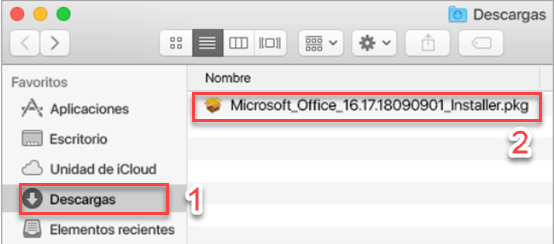 El archivo de Office installer