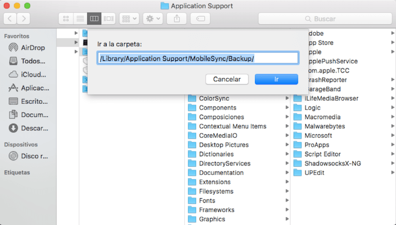 Eliminar copias y actualización antigua de dispositivos iOS