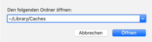 Gehen zu Caches Ordner auf Mac