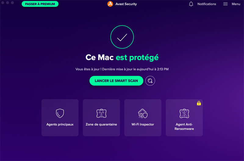 l'interface principale d'avast
