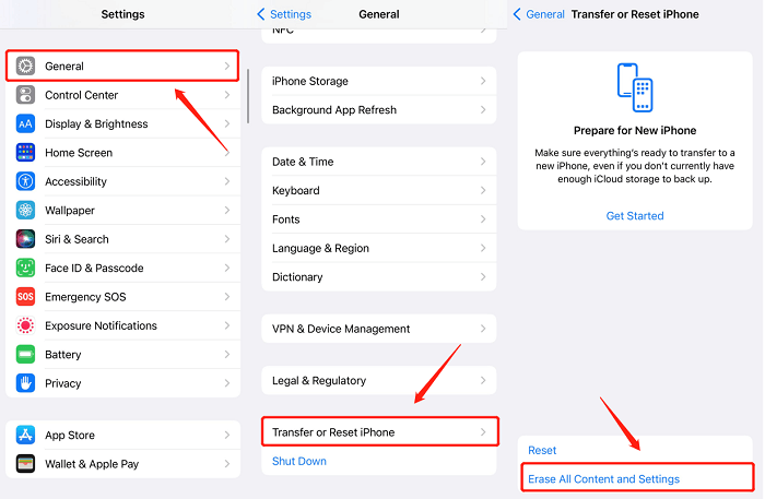 Erase All Content and Settings iPhone