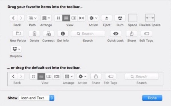 la barre d’outils