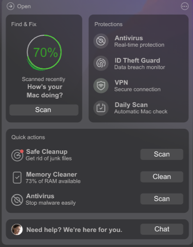 MacKeeper 操作パネル