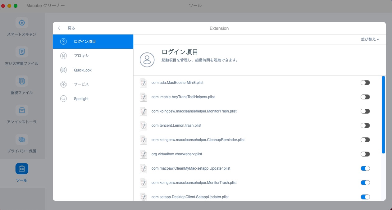 ログイン項目