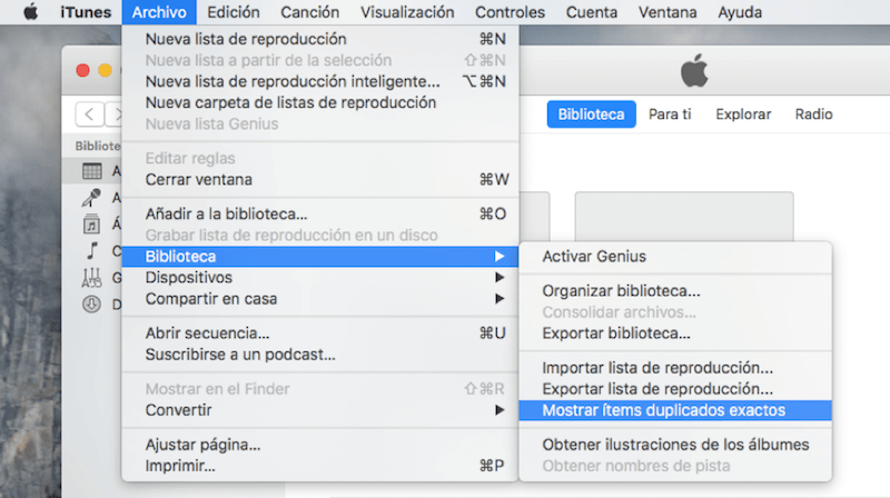 Mostrar ítems duplicados exactos en iTunes