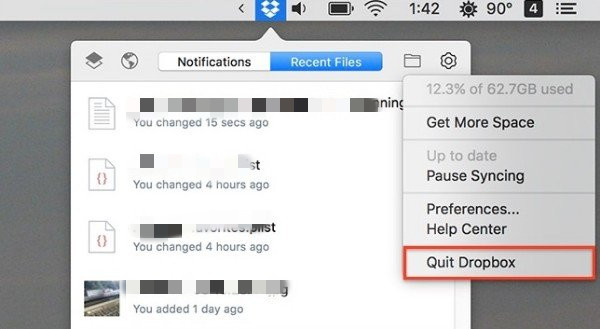 quitter dropbox