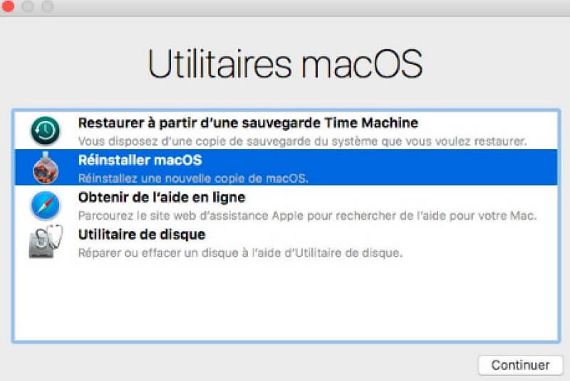 Rinstaller le mac os