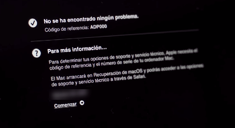 Los resultados de diagnóstico de Apple