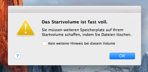Das Startvolumen ist fast voll
