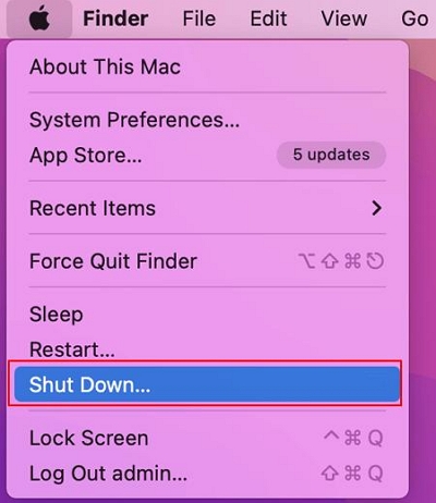 Klicken Sie auf Herunterfahren | USB sicher vom Mac auswerfen