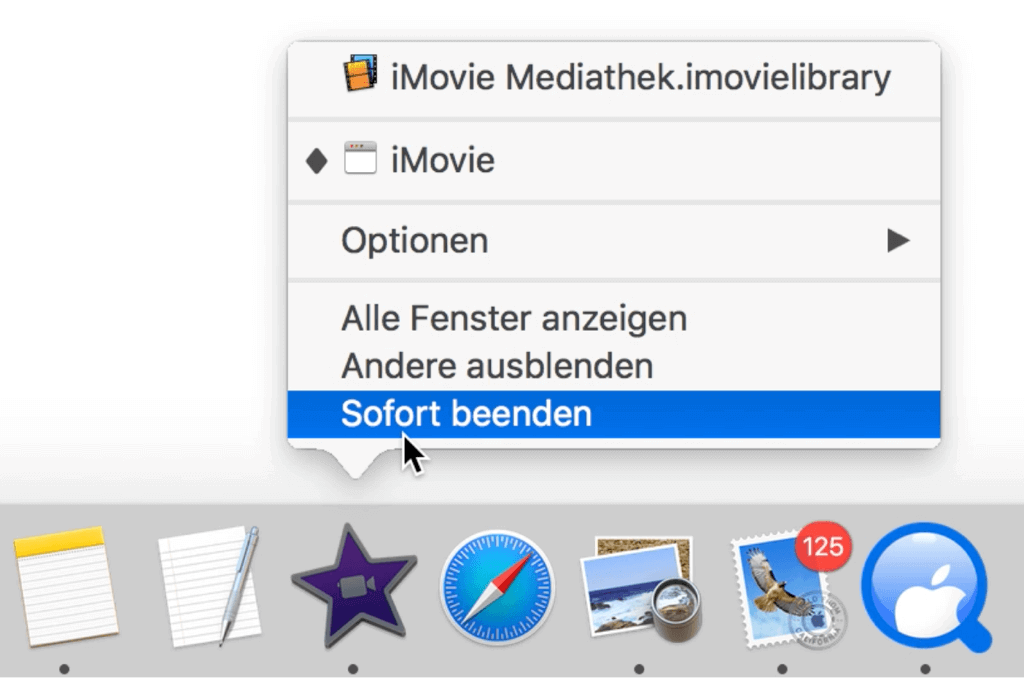 Mac Programm sofort beenden im Dock