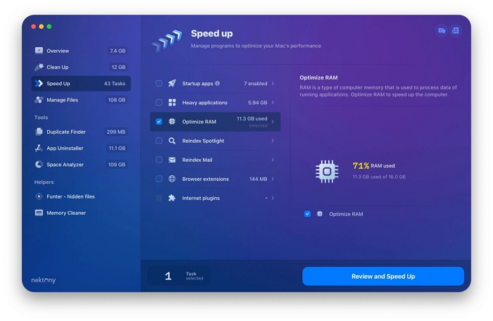 MacCleaner Pro-Schnittstelle | Mac-Speicherreiniger
