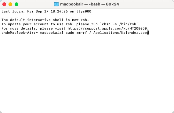 Mac Programm deinstallieren mit einem Terminal Befehl