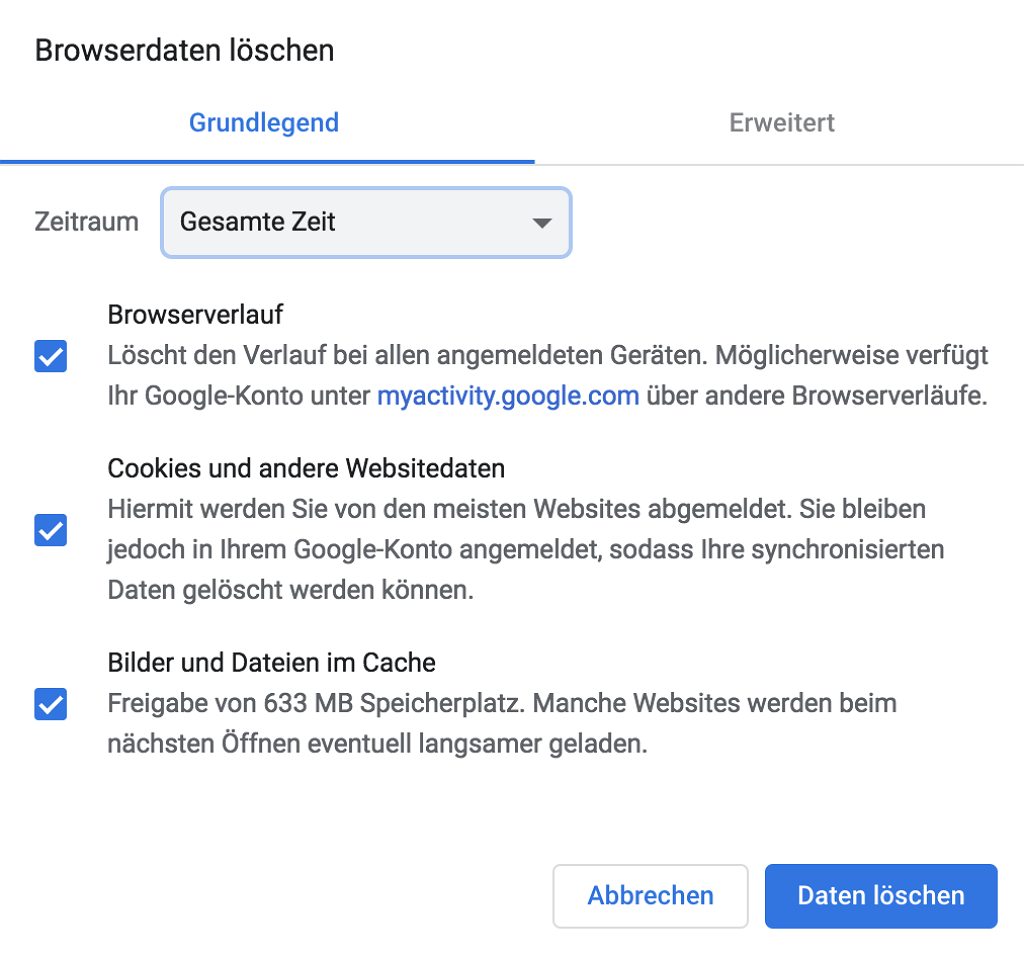 Chrome-Verlauf löschen Mac