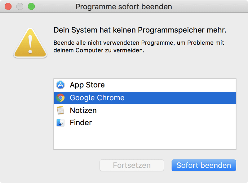 Dein System hat keinen Programmspeichermehr