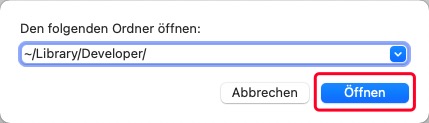 Xcode Ordner öffnen