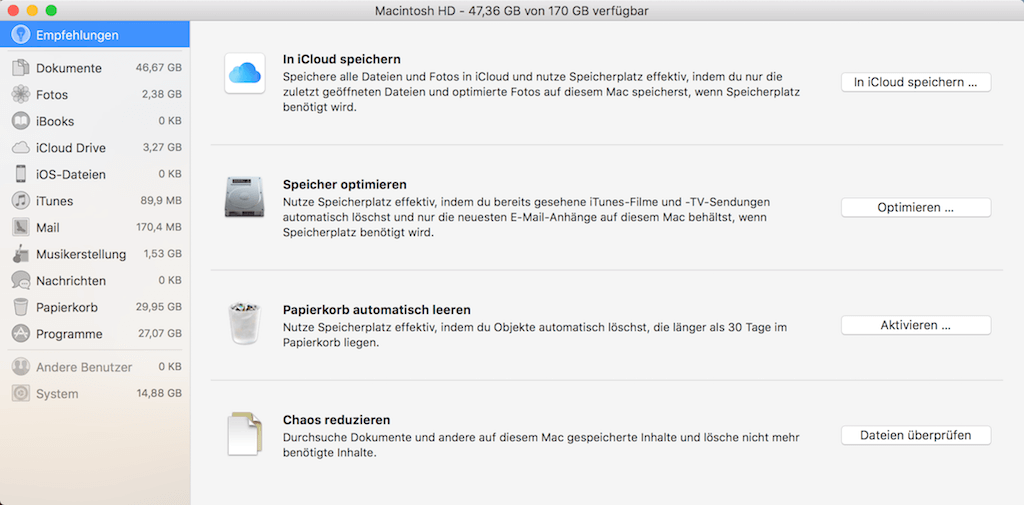 Mac Startvolumen Festplatte verwalten