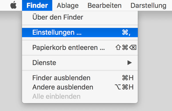 Mac Finder Einstellungen öffnen