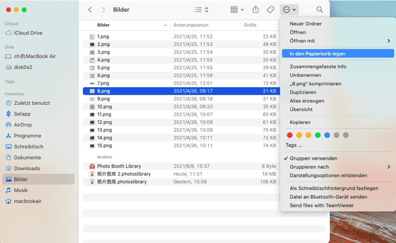 Alte Images im Finder löschen