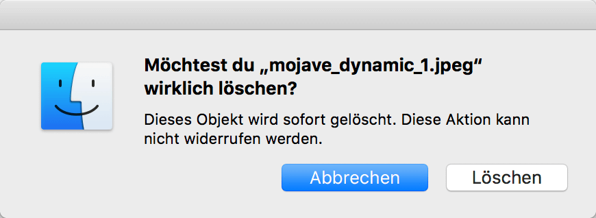 Foto sofort löschen Mac