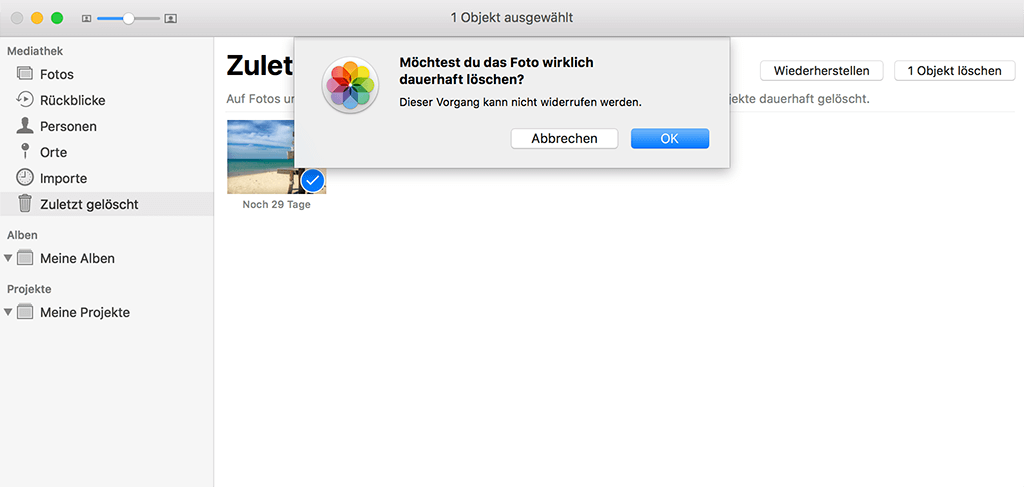 Mac Foto dauerhaft löschen