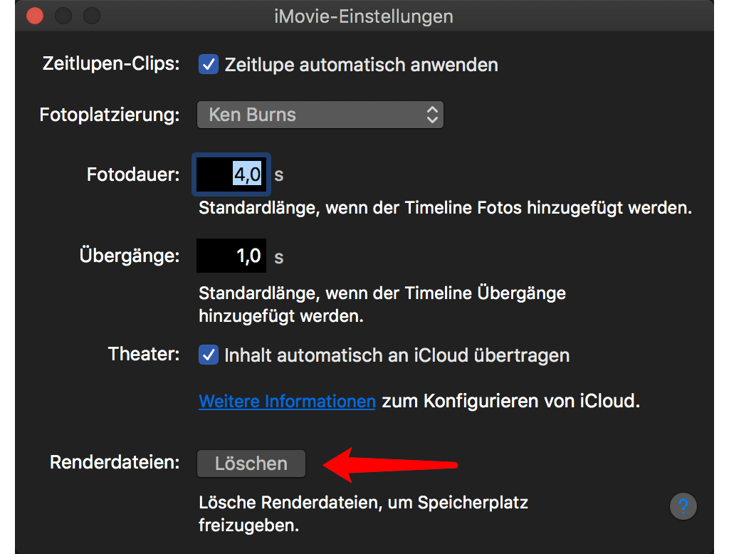 iMovie-Render-Dateien löschen