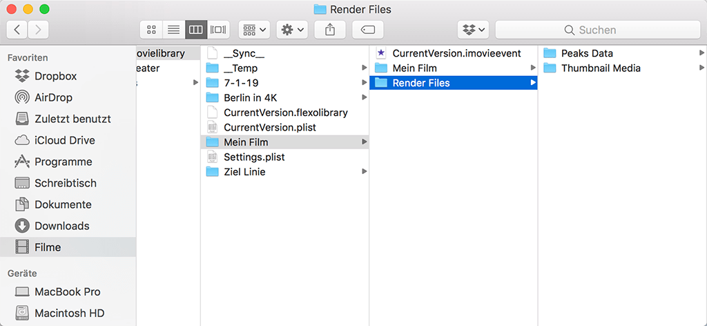 iMovie-Render-Ordner löschen