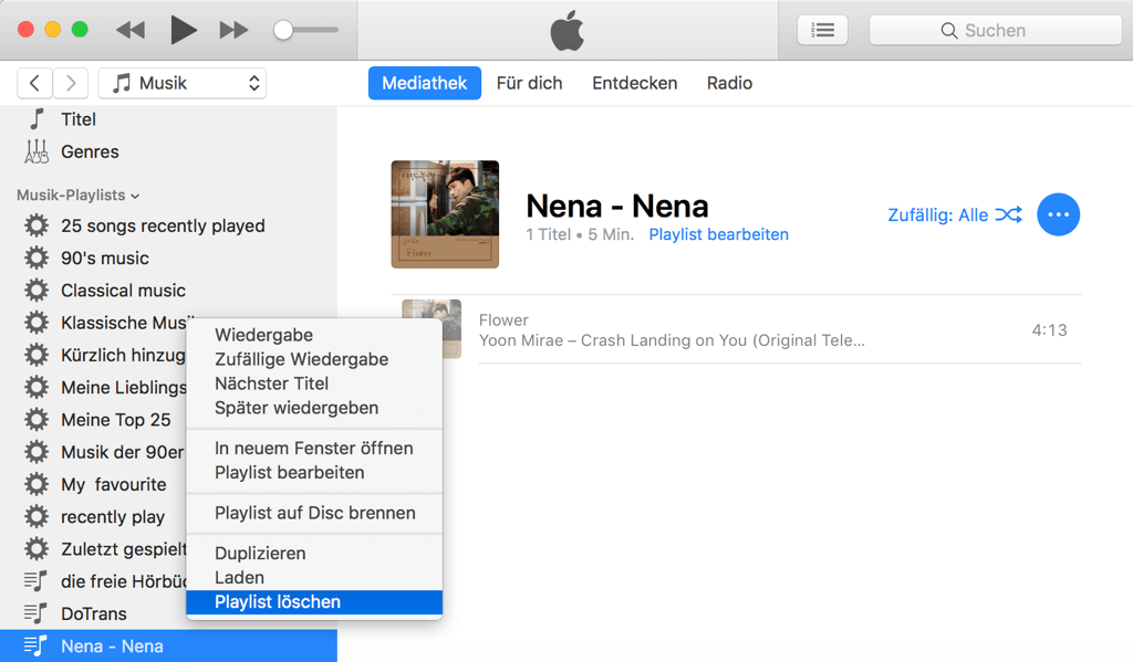iTunes Playlist löschen