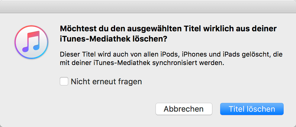 iTunes Titel löschen