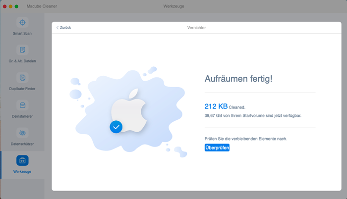 Mac Dateien sicher löschen fertig