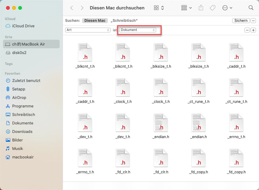 Mac Dokument finden und löschen