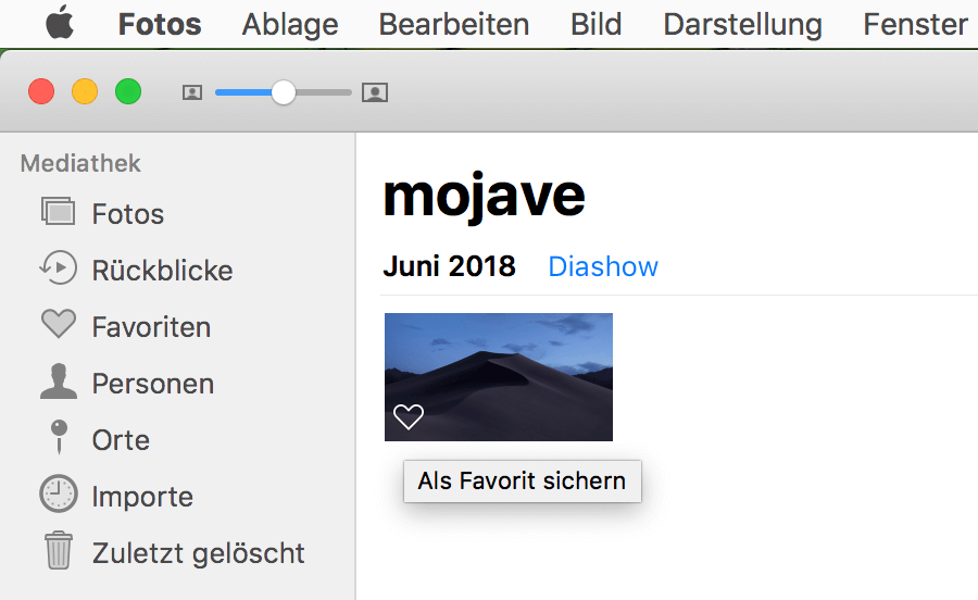 Mac Fotos als Favorit markieren
