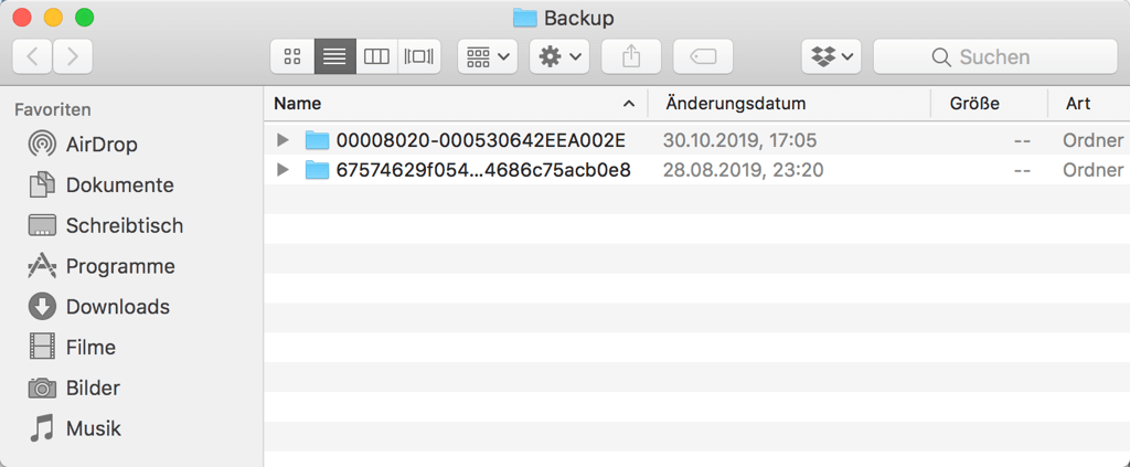 iTunes Backup auf Mac