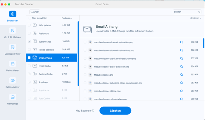 Mac Mail-Anhänger löschen