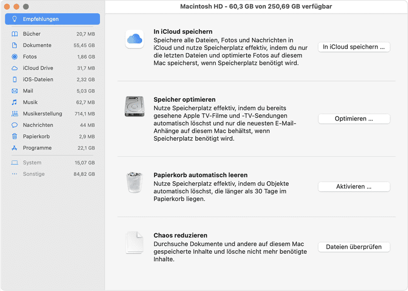 Mac Speicher optimieren