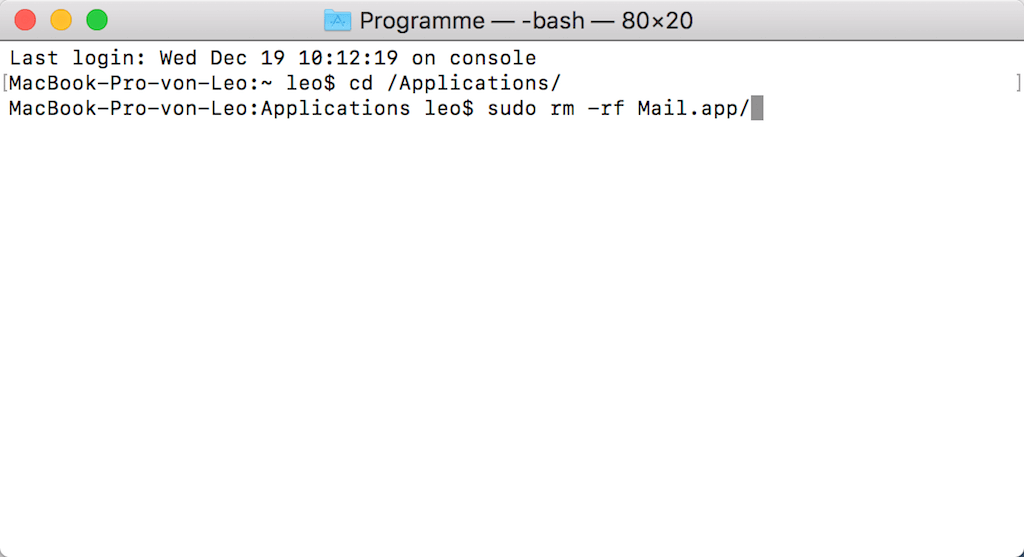 Die Mail App auf Mac löschen