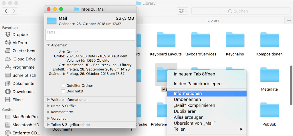 Informationen der Mail-App anzeigen Mac