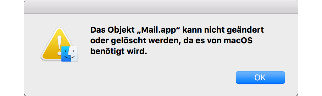 Mail-App kann nicht gelöscht werden