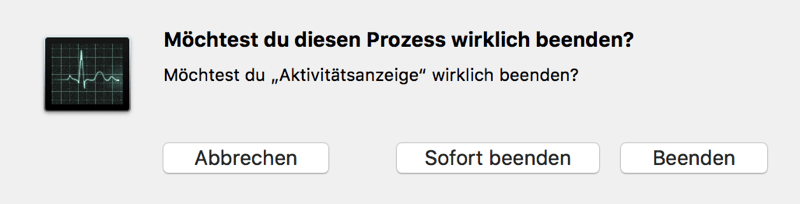 Aktivitätsanzeige Prozess beenden