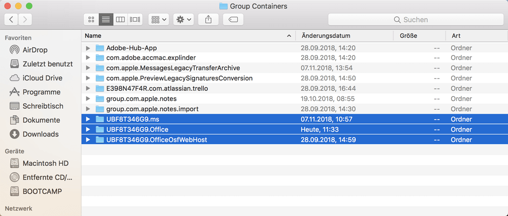Office Dateien in Group Containers löschen